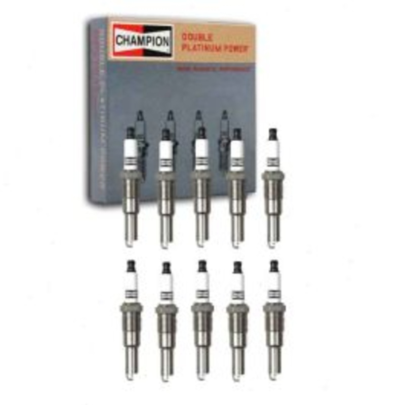 10 pc Champion Double Platinum Spark Plugs for 2005-2008 Ford F-250 Super Duty 6.8L V10