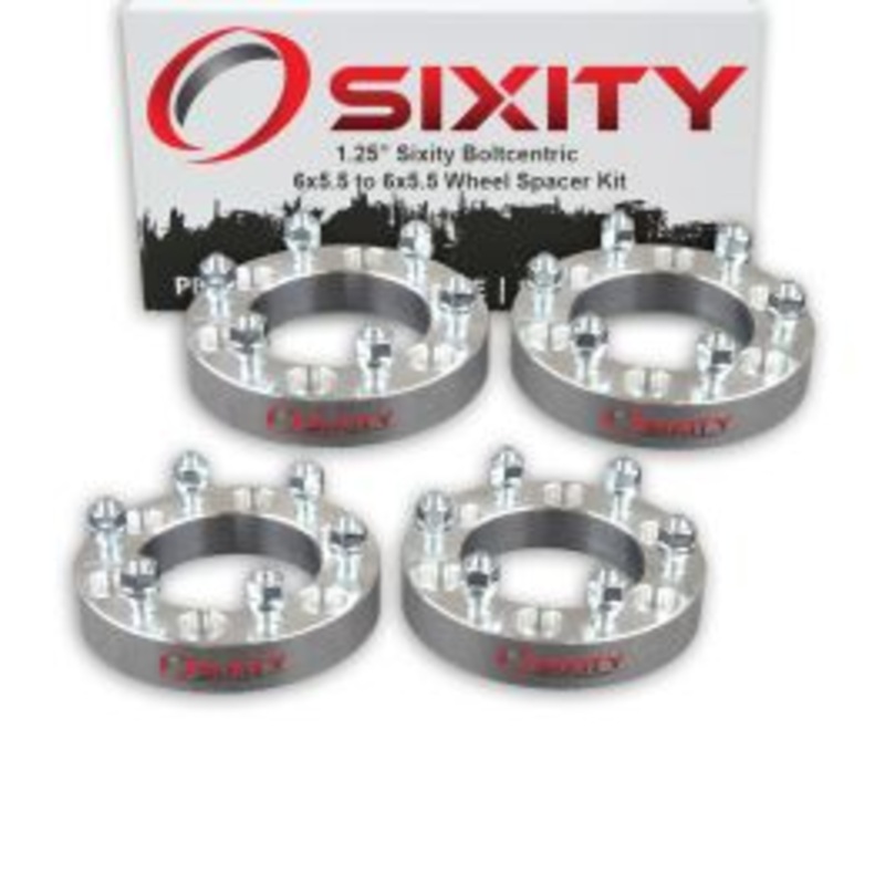 Sixity 4 pc 1.25" Inch Thick 6x5.5 Wheel Spacers M12x1.5mm 1.25in Studs Lugs